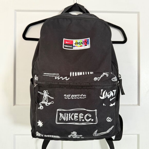 Nike F.C. Joga Bonito Black Soccer Backpack With White Graphics & Logo Patch - Picture 1 of 7